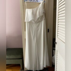 Ivory Mori Lee one shoulder jumpsuit